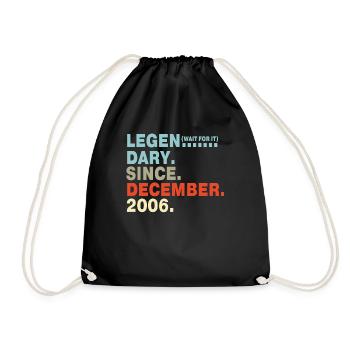Funny saying for 14th birthday born in 2006 - Drawstring Bag - black - Front