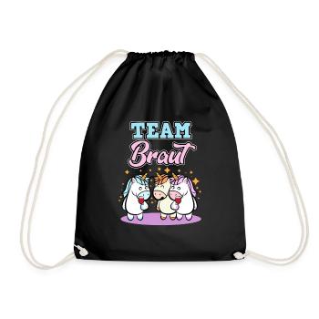 Team Braut JGA Einhorn Einhörner Lustig Geschenk - Turnbeutel - Schwarz - Vorne