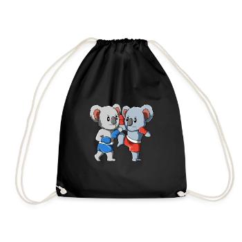 Muay Thai Koala - funny kickboxing design - Drawstring Bag - black - Front