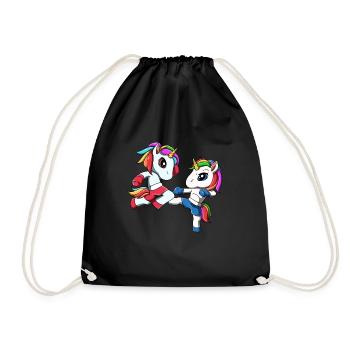Funny Muay Thai Unicorns - Kickboxing Unicorns - Drawstring Bag - black - Front