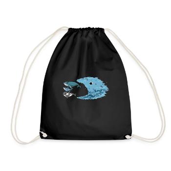 Save the ocean from plastic - environmentally friendly design - Drawstring Bag - black - Front