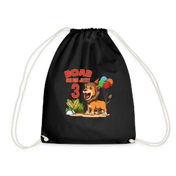 Enfants lion mignon - fête d'anniversaire de 3 ans - Sac de sport léger - noir - Devant