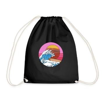Retro Kanagawa Big Wave Japan - Turnbeutel - Schwarz - Vorne