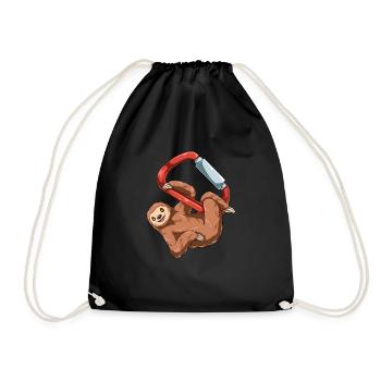 Funny sloth on a carabiner - climbing - Drawstring Bag - black - Front