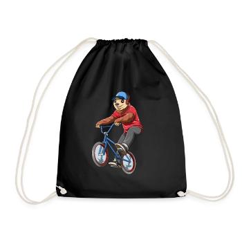 Faultier auf BMX - Sloth Rider - Turnbeutel - Schwarz - Vorne