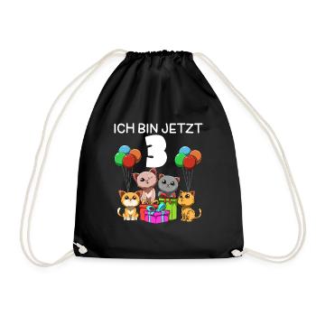 Funny cats party - 3rd child's birthday - Drawstring Bag - black - Front