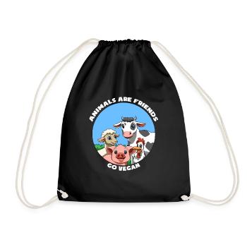 Animals Are Friends - vegan and veggie - Drawstring Bag - black - Front
