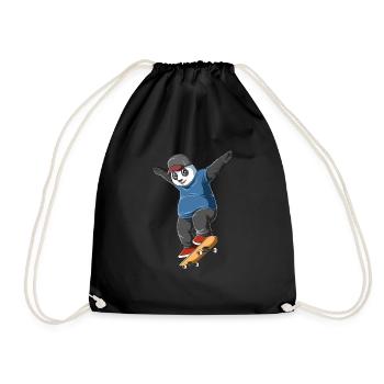 Panda on skateboard - panda skater - Drawstring Bag - black - Front