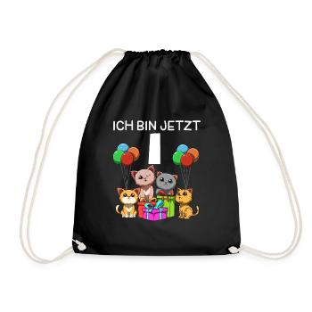 Funny cats party - 1st child's birthday - Drawstring Bag - black - Front