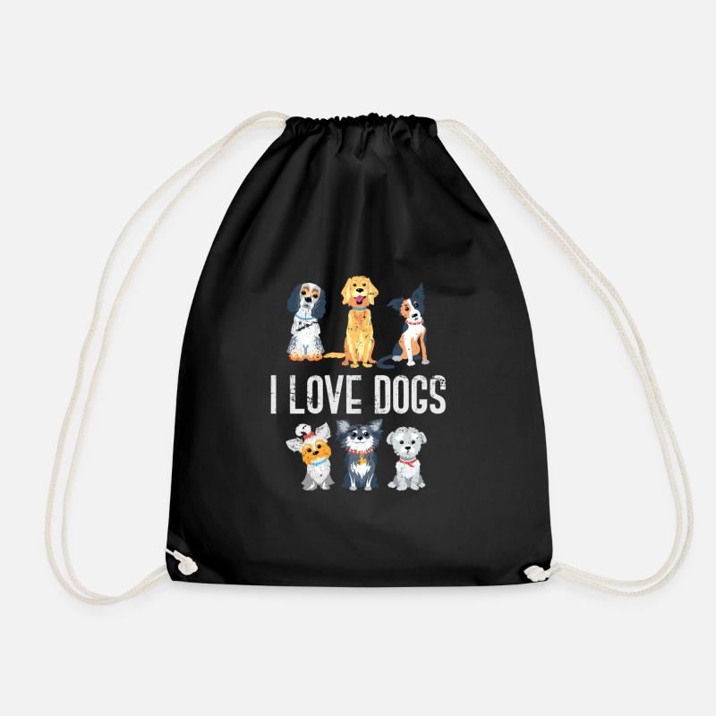 Dog dog lover - Drawstring Bag - black