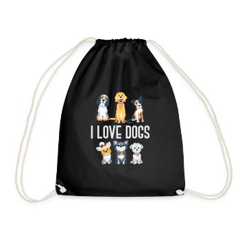 Dog gift idea dog lover - Drawstring Bag - black - Front