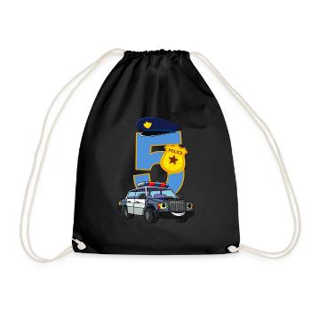 5. Geburtstag Polizist T-Shirt 5 Jahre Polizei - Turnbeutel - Schwarz - Vorne