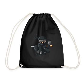 Ninja avec katana - Sac de sport léger - noir - Devant