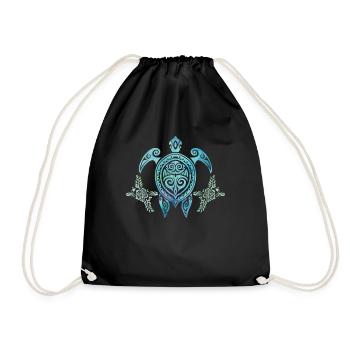 Sea creature Hawaii turtle Tribal Ocean Surfing - Drawstring Bag - black - Front