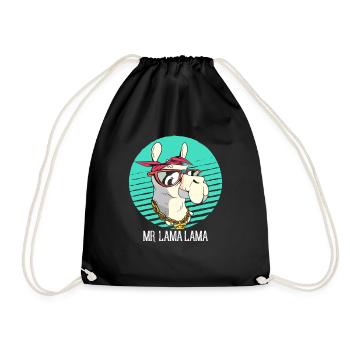 Llama - Drawstring Bag - black - Front