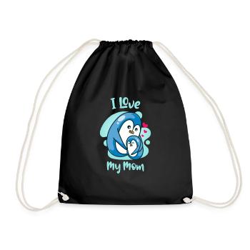 J'aime ma maman pingouin mère enfant amour - Sac de sport léger - noir - Devant
