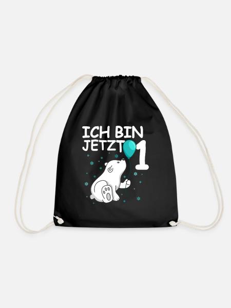 Ich bin 1 Jahr Geburtstags Eisbär 1. Geburtstag - Turnbeutel - Schwarz