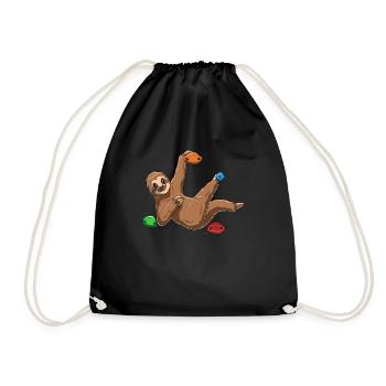 Funny Boulder Sloth - sloth on the climbing wall - Drawstring Bag - black - Front