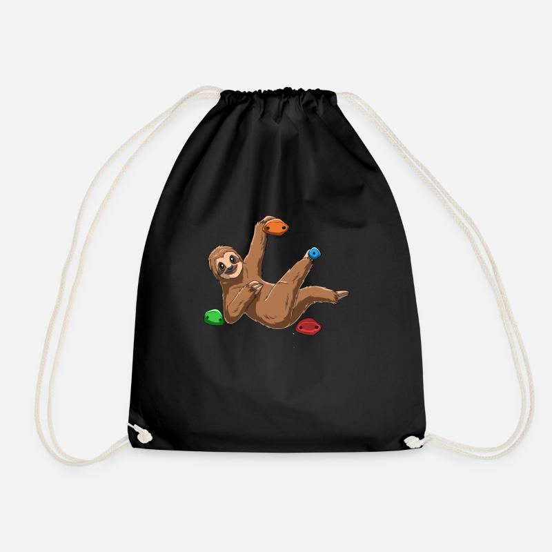 Funny Boulder Sloth - Faultier an der Kletterwand - Turnbeutel - Schwarz