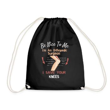 Funny Orthopedic Surgeon graphic Save Your Knee - Drawstring Bag - black - Front