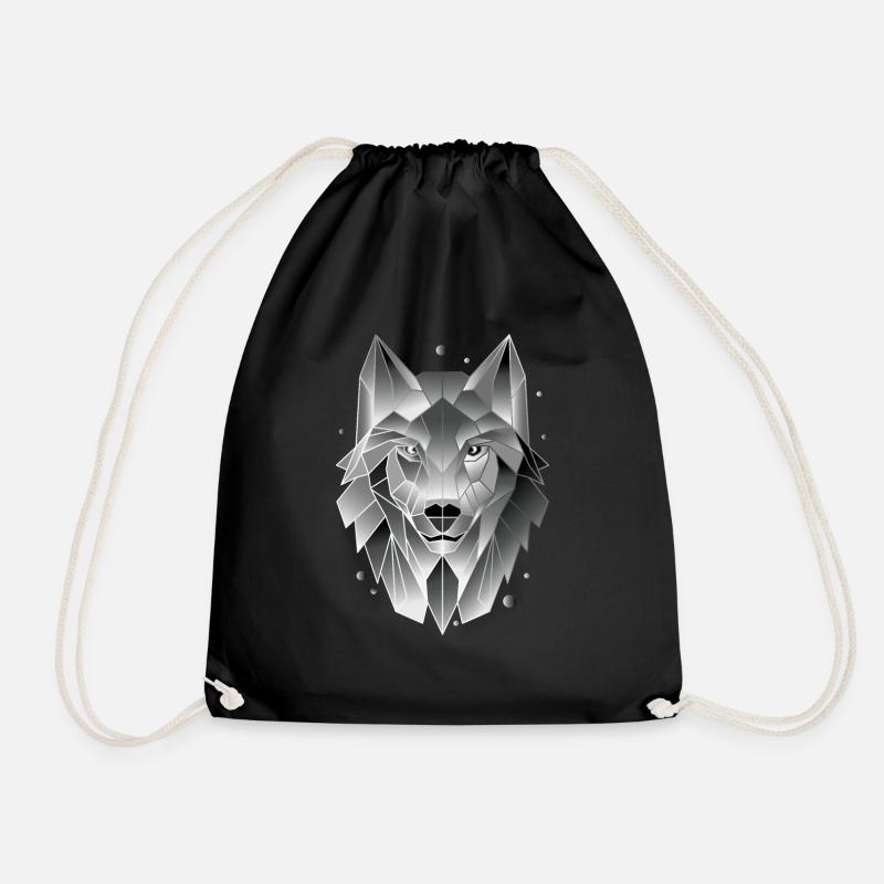 Wolf T-Shirt Polygon Geometrisch Geschenk - Turnbeutel - Schwarz