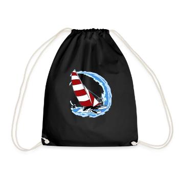 Love Sailing Gift Print Retro Sailor And Ocean - Drawstring Bag - black - Front