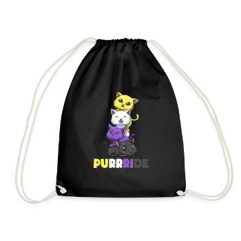 Nonbinary cats - transgender gift - Drawstring Bag - black - Front