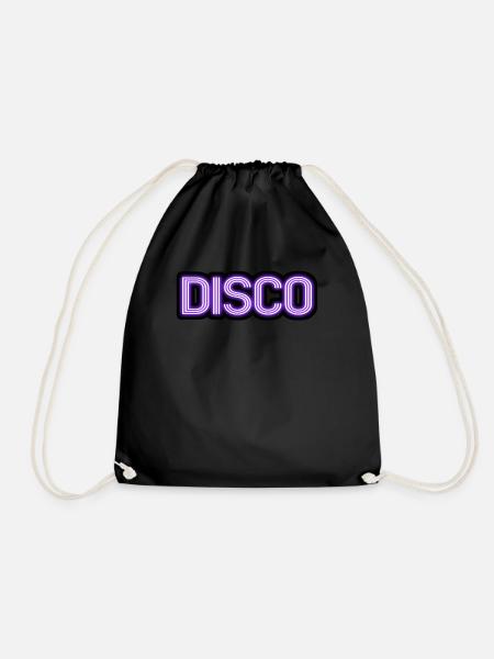 disco neon sign vintage Design - Turnbeutel - Schwarz