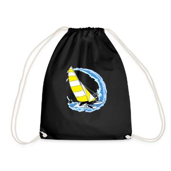 Sailboat And Wave Gift Design Vintage Sailor - Drawstring Bag - black - Front