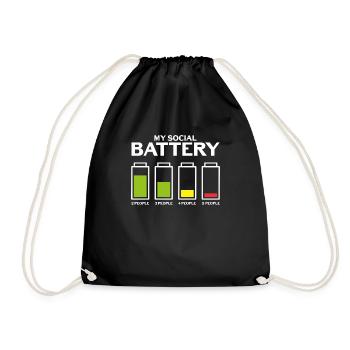 Awkward Introverted Social Battery Rams - Drawstring Bag - black - Front