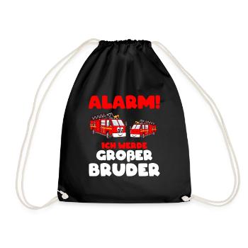 Ich werde großer Bruder 2020 Shirt Feuerwehrauto - Turnbeutel - Schwarz - Vorne