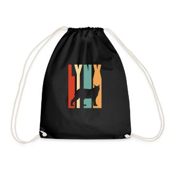 Luchs Wildkatze Shirt Geschenkidee - Turnbeutel - Schwarz - Vorne
