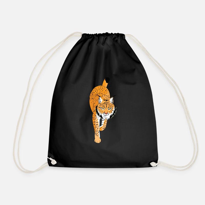 Luchs Wildkatze Shirt Geschenkidee - Turnbeutel - Schwarz