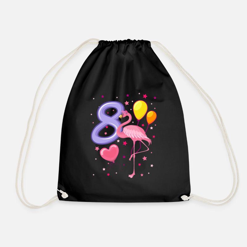 8. Geburtstag Mädchen Flamingo Ich Bin 8 Jahre - Turnbeutel - Schwarz