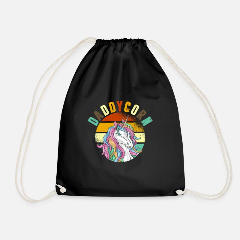 Dad unicorn - Drawstring Bag - black