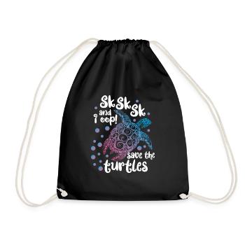 SkSkSk et moi oop! Sauvez les tortues | Protéger les animaux - Sac de sport léger - noir - Devant