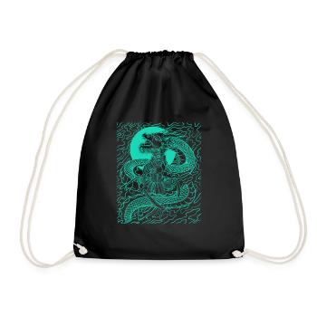 Bushido Knight Samurai Warrior Geschenk und Drache - Turnbeutel - Schwarz - Vorne