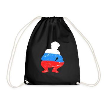 Wooden Russian in Russenhocke Bra Bratan Russia blyad R - Drawstring Bag - black - Front
