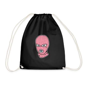 Pink ski mask balaclava Rosa Girlie woman - Drawstring Bag - black - Front