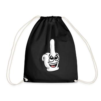 Lachender Mittelfinger Frecher Stinkefinger Humor - Turnbeutel - Schwarz - Vorne