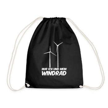 Nur mein Windrad Windpark Windkraft - Turnbeutel - Schwarz - Vorne
