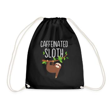 Caffeinated Sloth - Funny Sloth Coffee Lover Gift - Drawstring Bag - black - Front