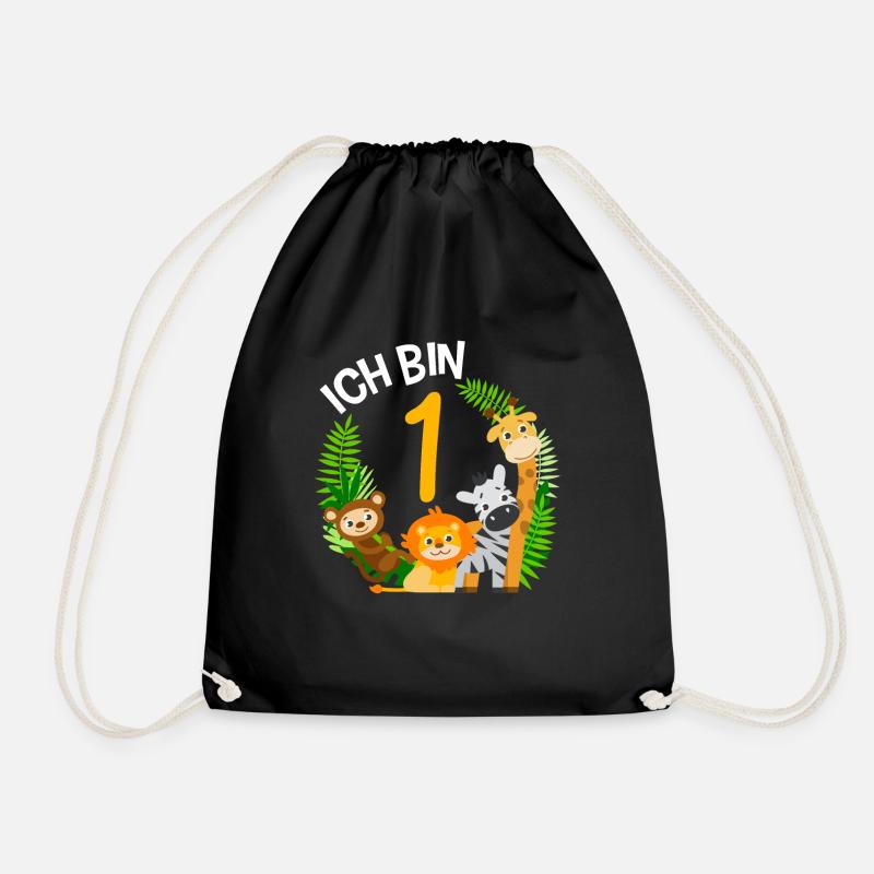 1. Geburtstag Geburtstagsshirt Dschungel Erster - Turnbeutel - Schwarz