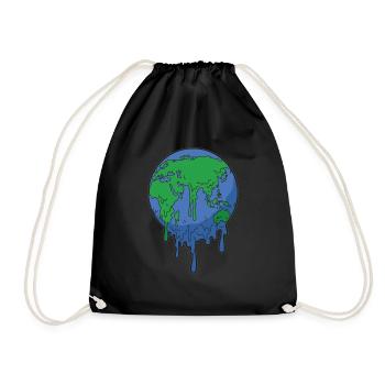 Global warming earth warming melting earth - Drawstring Bag - black - Front