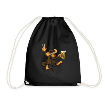 Singe de bière - Sac de sport léger - noir - Devant