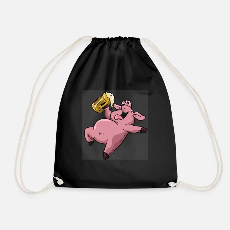 Drunk pig - Drawstring Bag - black