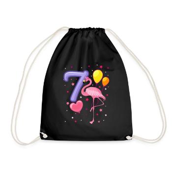 Flamingo fille 7e anniversaire j'ai 7 ans - Sac de sport léger - noir - Devant