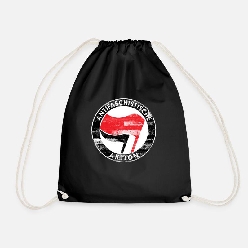 Antifa Logo, Gegen Rechts, Demo, Protest, Punk - Turnbeutel - Schwarz