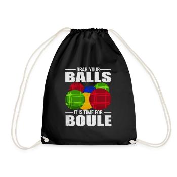 Petanque Aktuell Boule Kugeln Geschenk - Turnbeutel - Schwarz - Vorne