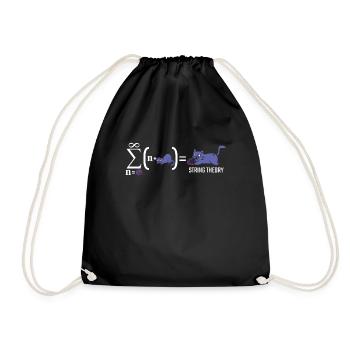 String theory kitten science physicist cat - Drawstring Bag - black - Front